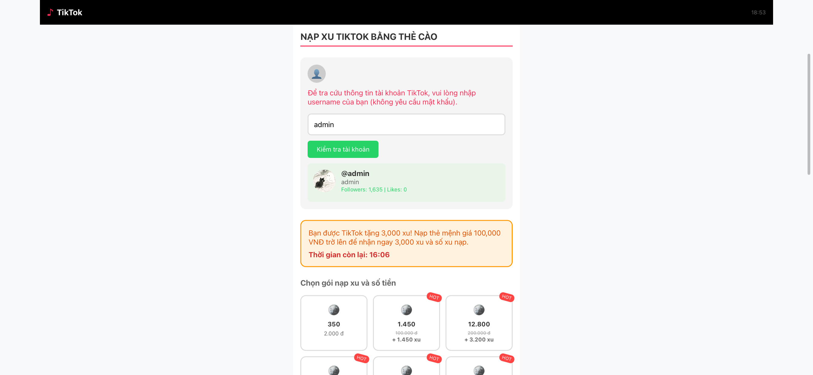 CODE NẠP XU TIKTOK VERSION 3.0 (By Quốc Dũng)